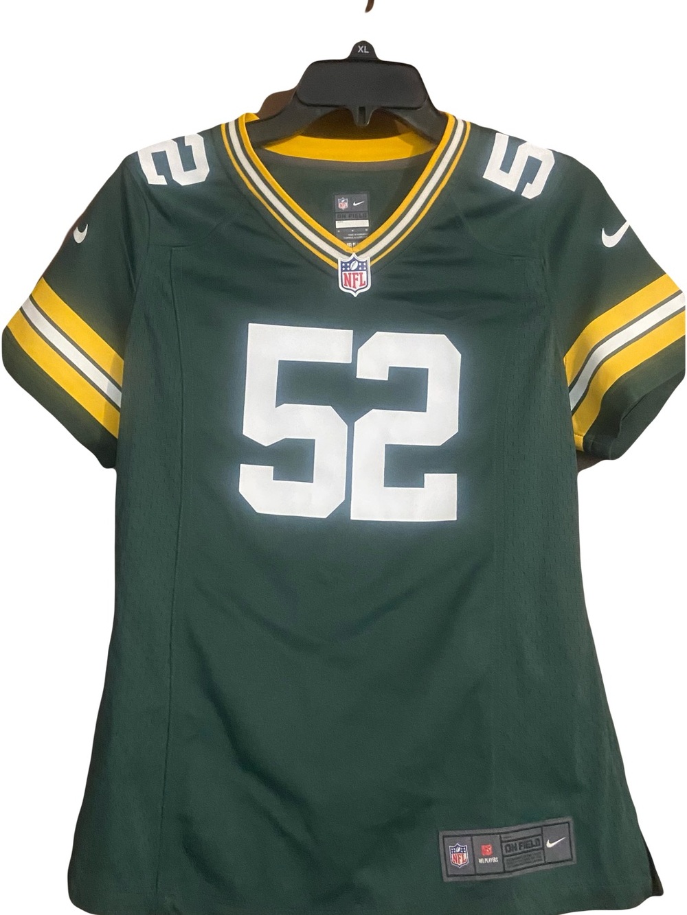Nike Green Bay Packers Women’s #52 Football Jersey with White & Yellow